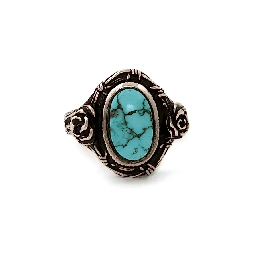 Silver x Godber - Burnham Turquoise "Thorn In My Heart" Signet - Kingdom Jewelry