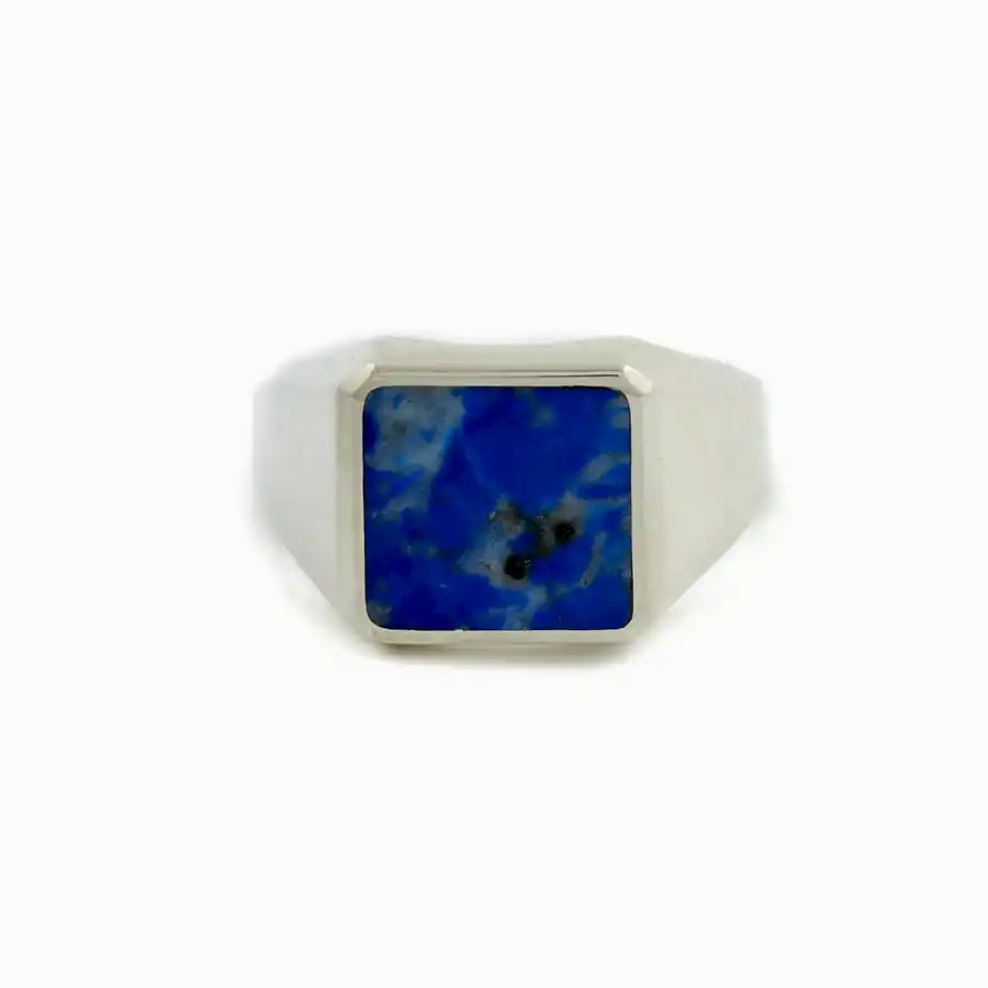 Silver x Lapis Lazuli Inlay Signet - Kingdom Jewelry