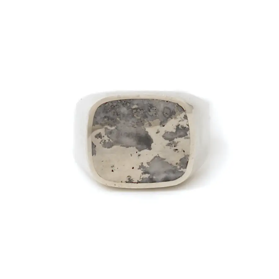 Silver x Native Silver Large Euro Inlay Signet - Kingdom Jewelry