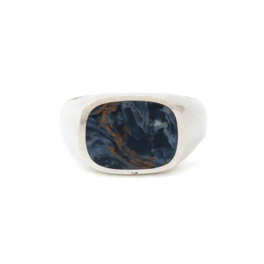 Silver x Pietersite Cushion Inlay Ring - Kingdom Jewelry