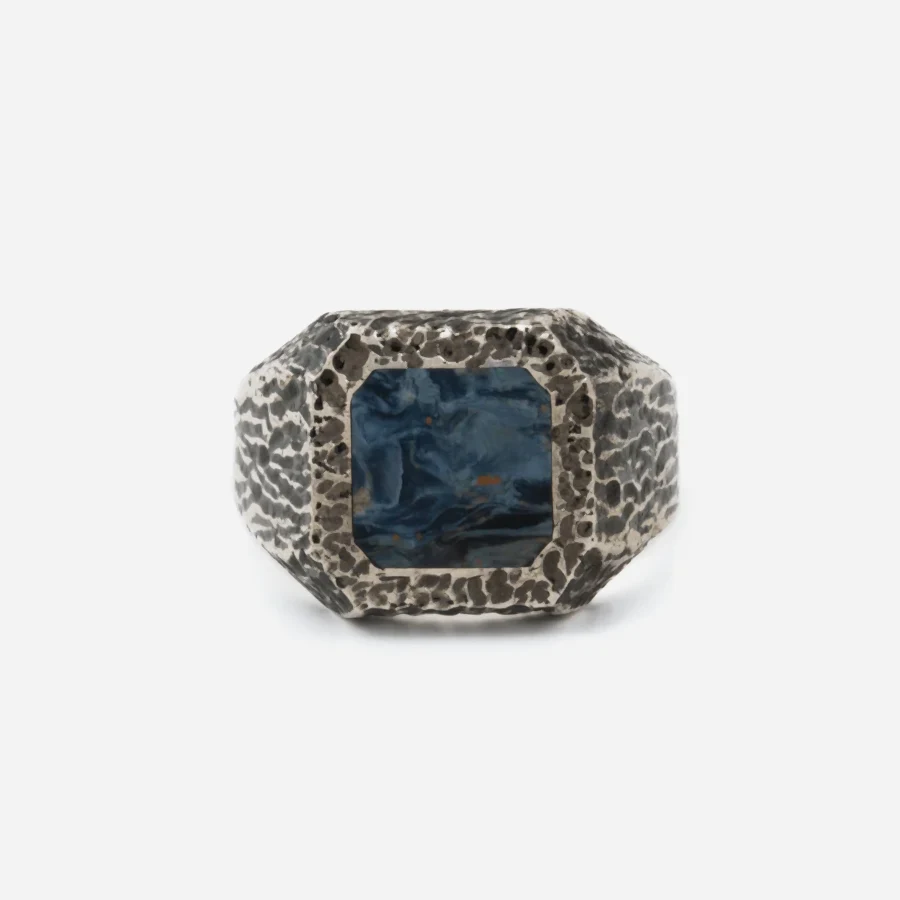 Silver x Pietersite Textured Men's Inlay - Kingdom Jewelry