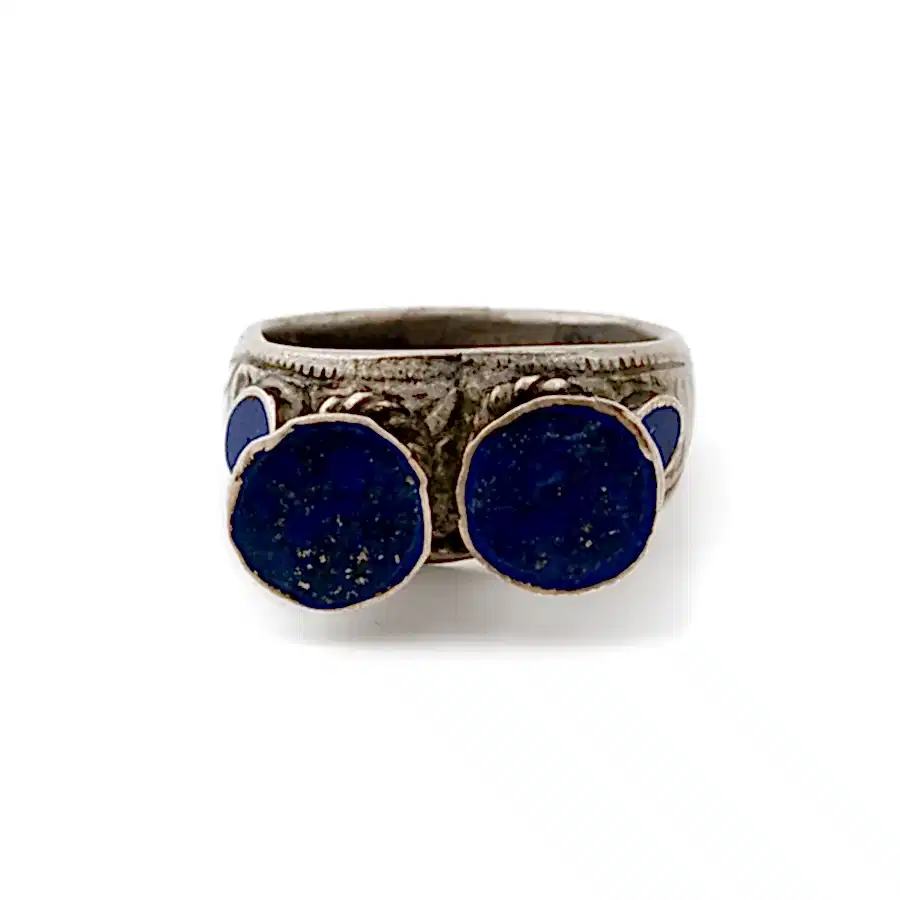 Silver x Traditional Twin Lapis Lazuli Afghan Mughal Band - Kingdom Jewelry
