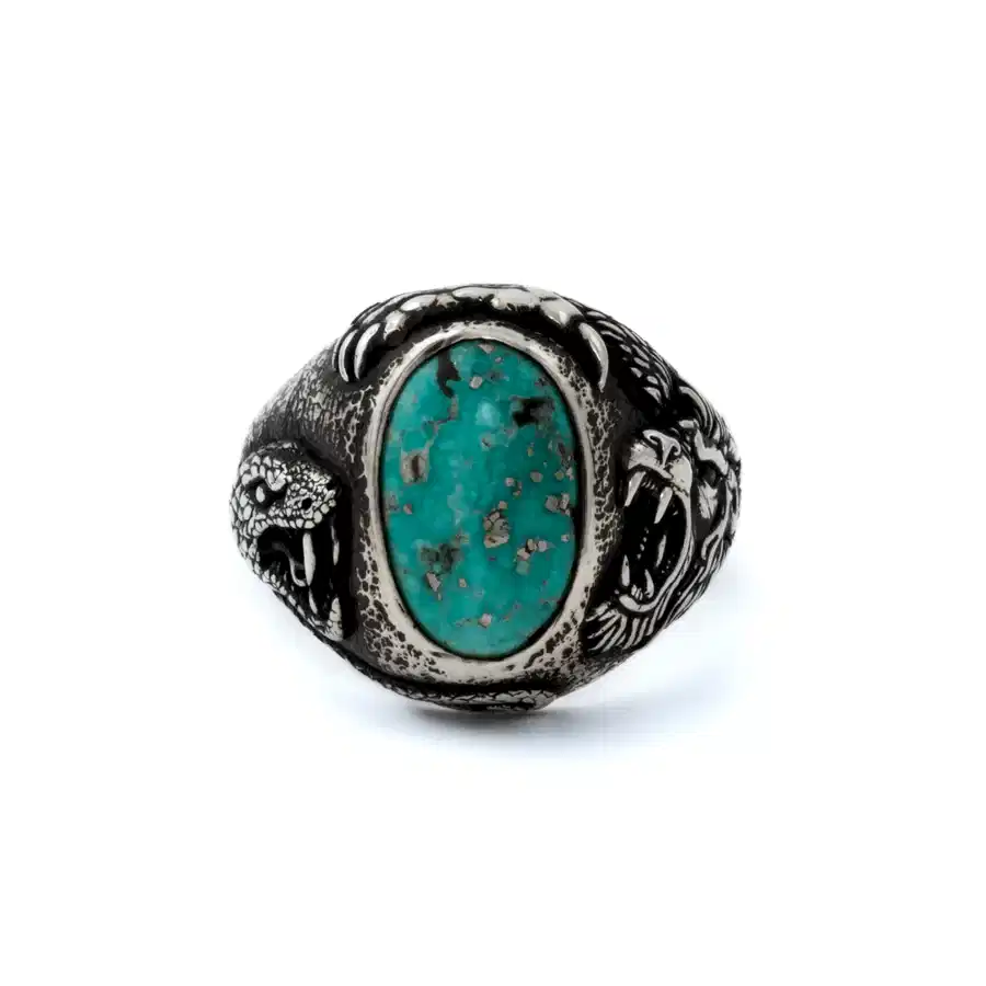Silver x White Water Turquoise "Venatio" Signet - Kingdom Jewelry