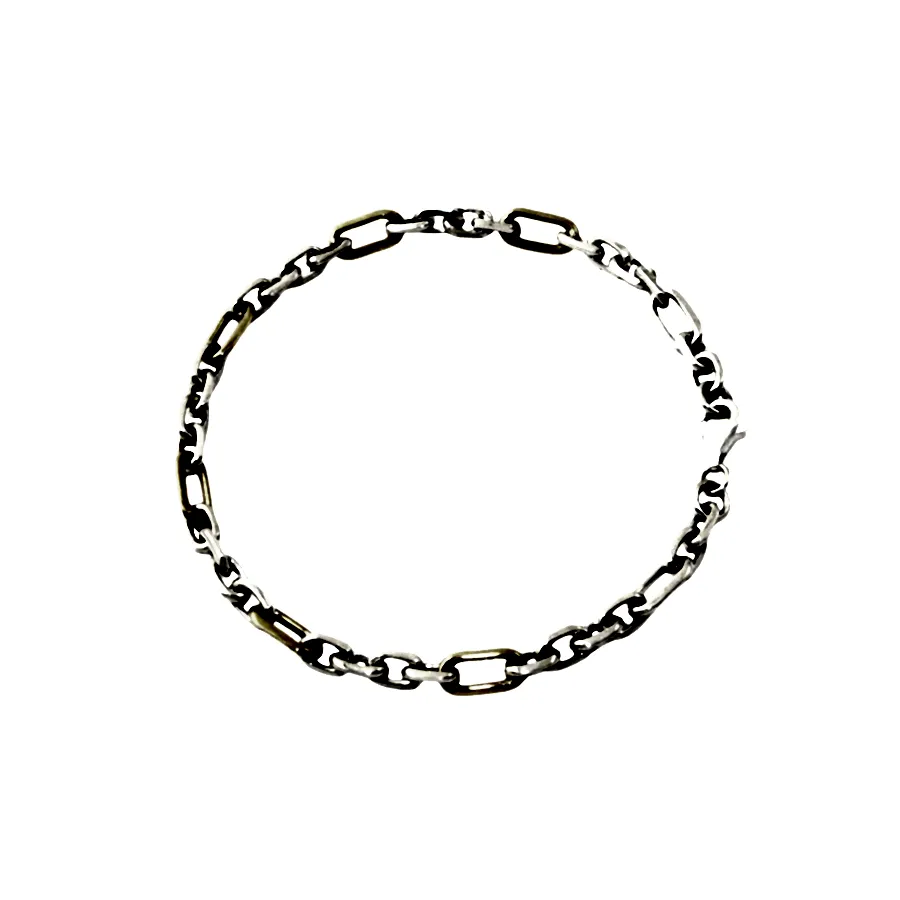 Two - Tone Silver & 14k Gold x Handmade 6mm Cable Link Chain Bracelet - Kingdom Jewelry
