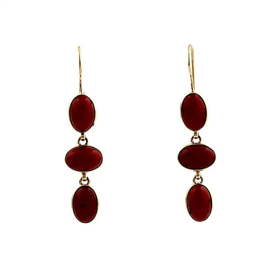 14K Coral Drop Earrings - Kingdom Jewelry