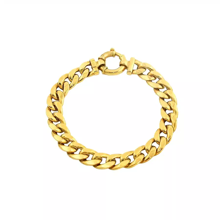 14k Double Finish Chunky Gold Curb Pendant - Kingdom Jewelry