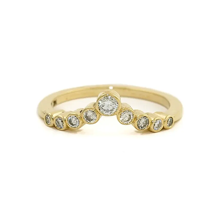 14K Gold Diamond Bezel Tiara Band - Kingdom Jewelry