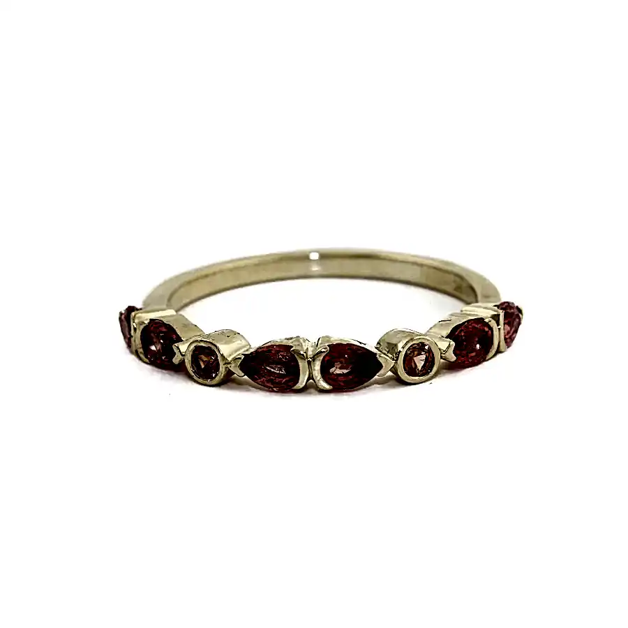 14k Padparadscha Peach Sapphire Band - Kingdom Jewelry