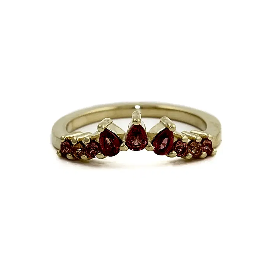 14K Padparadscha Tiara Band - Kingdom Jewelry