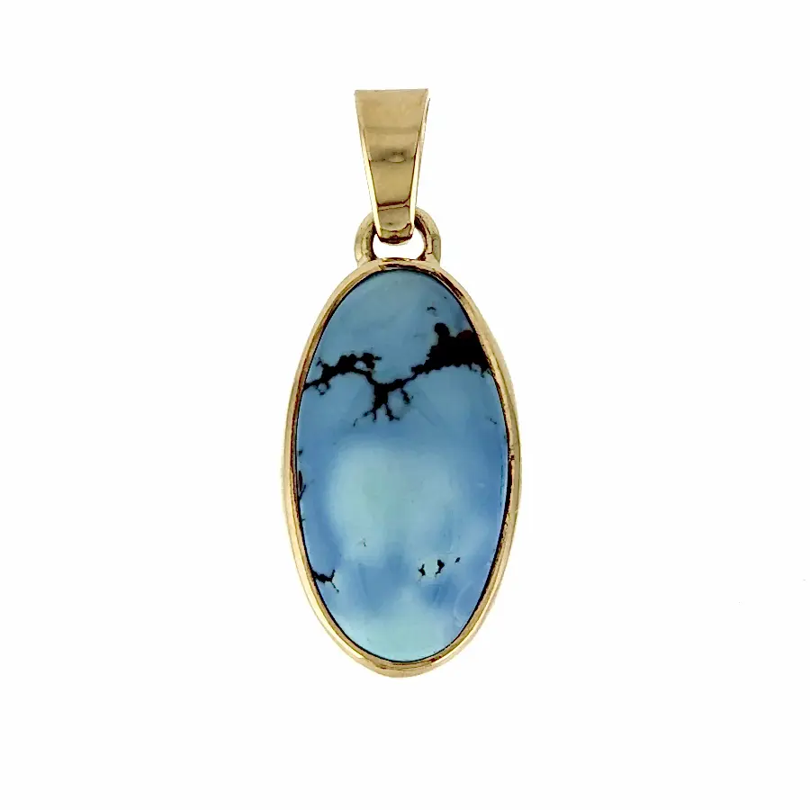 14K x Golden Hills Turquoise Ellipse Pendant - Kingdom Jewelry