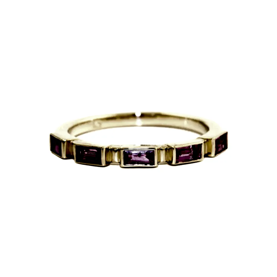 14K x Pink Sapphire Baguette-Cut Channel Band - Kingdom Jewelry