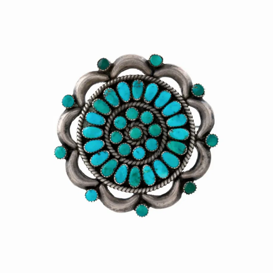 1950's Pinwheel Turquoise Brooch - Kingdom Jewelry