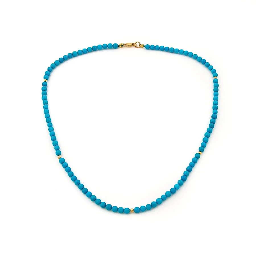 4mm Sleeping Beauty Turquoise and Gold Beads - Kingdom Jewelry