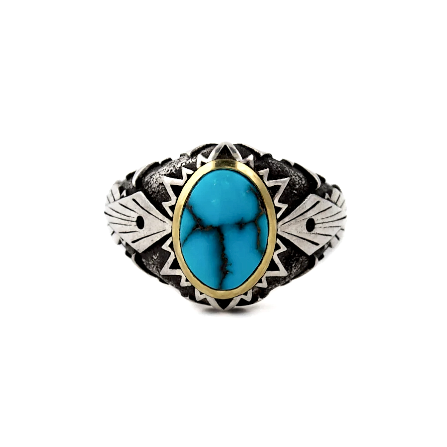 "Cimmerian Sun" Ring w/ Egyptian Turquoise - Kingdom Jewelry