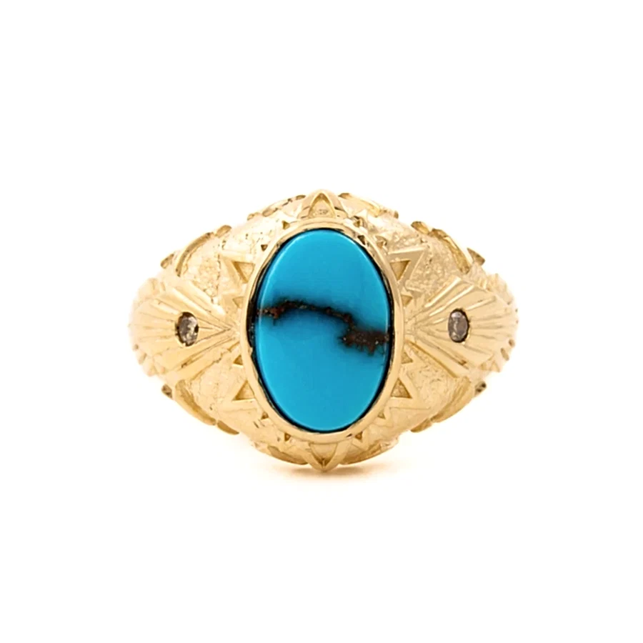 Egyptian Turquoise "Arael" Ring in 14K - Kingdom Jewelry