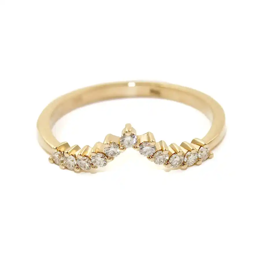Elegant 14 K Gold x Pave Diamond Tiara Band - Kingdom Jewelry
