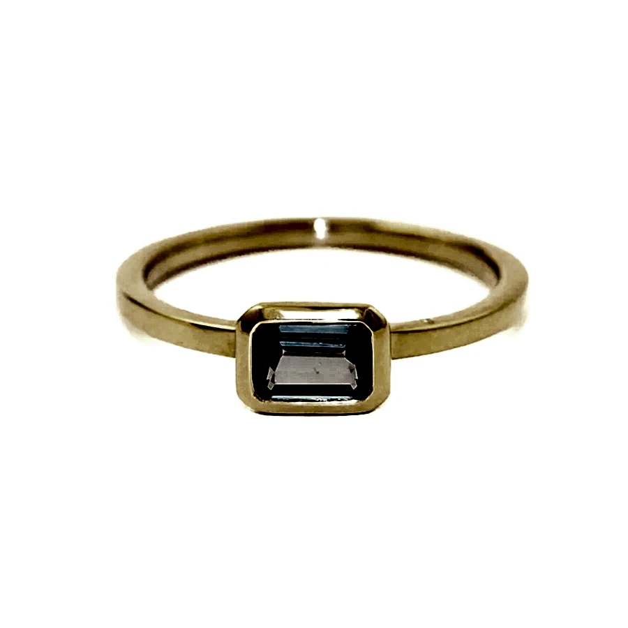 Emerald-Cut Grey Spinel Engagement - Kingdom Jewelry
