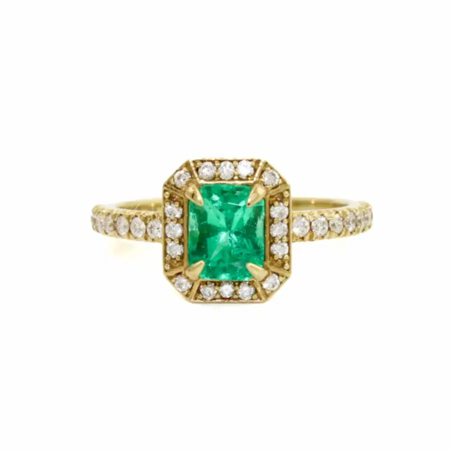 Emerald Micro-pave Diamond Ring - Kingdom Jewelry