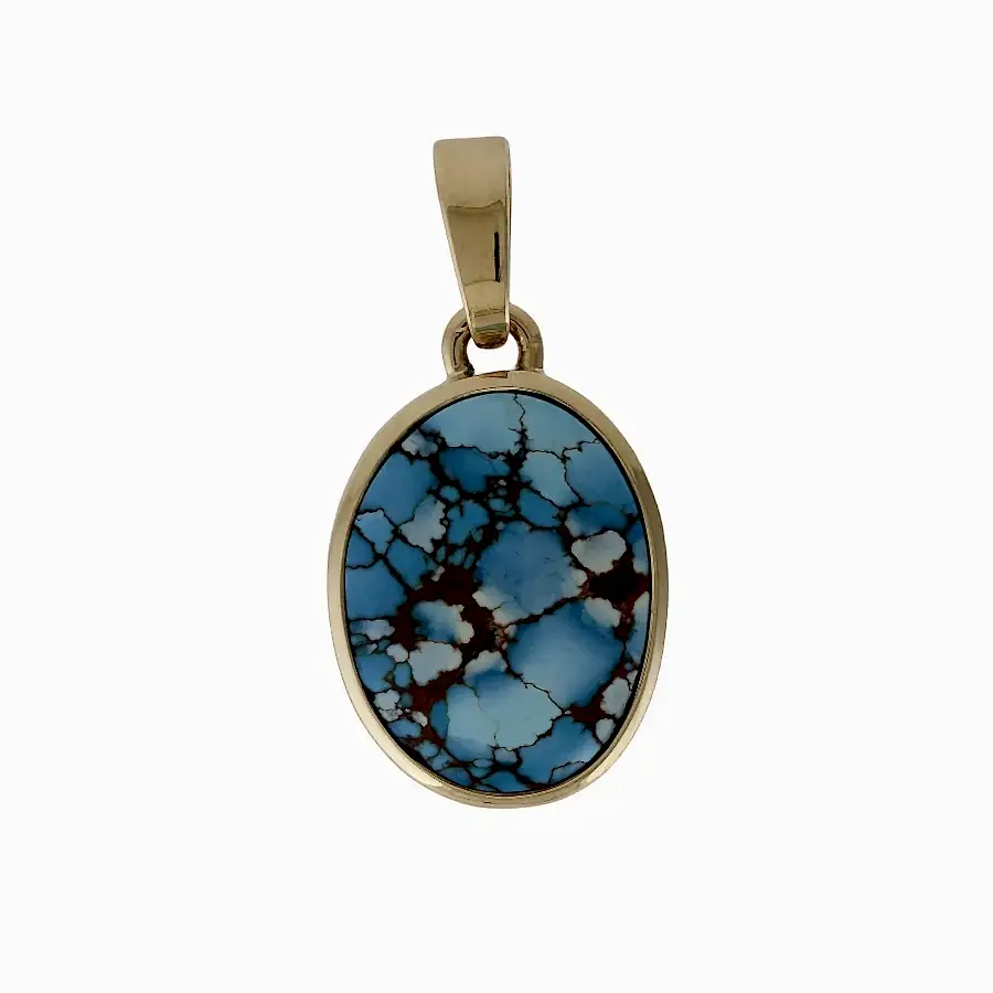 Glacial 14 KT Gold x Golden Hills Turquoise Oval Pendant - Kingdom Jewelry