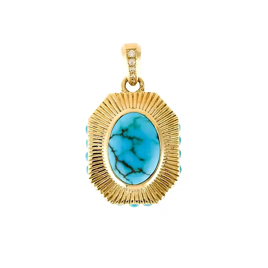 Gold "Empire" Pendant x Egyptian Turquoise by Kingdom - Kingdom Jewelry