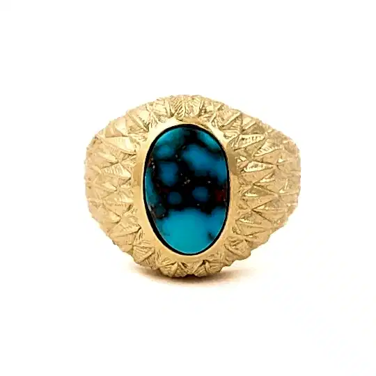 "Griffin" Ring in Solid 14 KT Gold x Egyptian Turquoise - Kingdom Jewelry