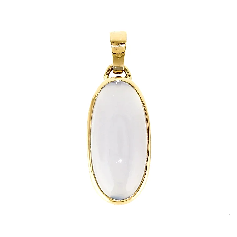 Holly Blue Chalcedony Oval Pendant x 14k Gold - Kingdom Jewelry