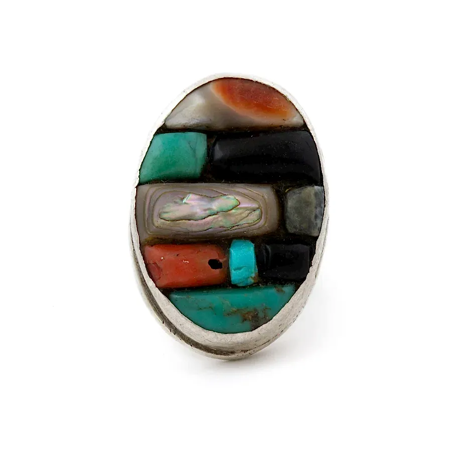 Multi-Stone Cobblestone Zuni Inlay Ring - Kingdom Jewelry