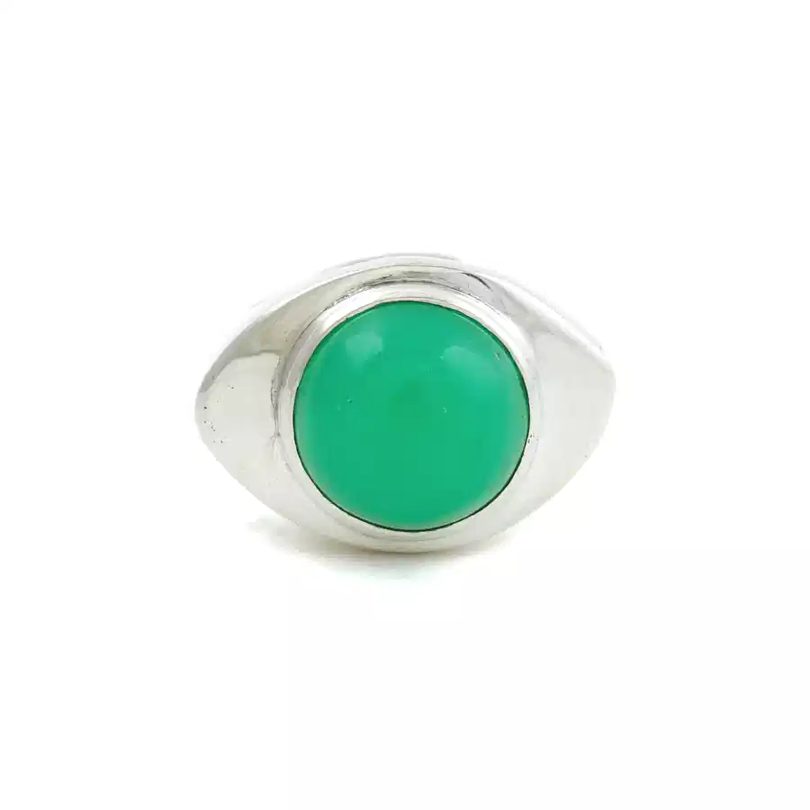 Natural Chrysoprase "God's Eye" Silver Signet Ring - Kingdom Jewelry