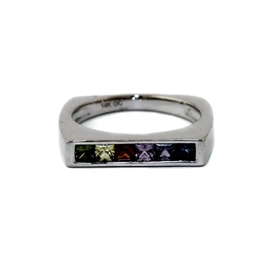 Rainbow Sapphire Square Band - Kingdom Jewelry