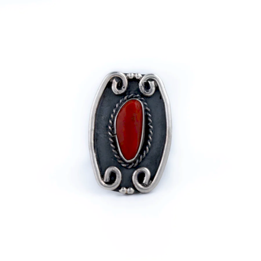 Scalloped Red Coral Ring - Kingdom Jewelry