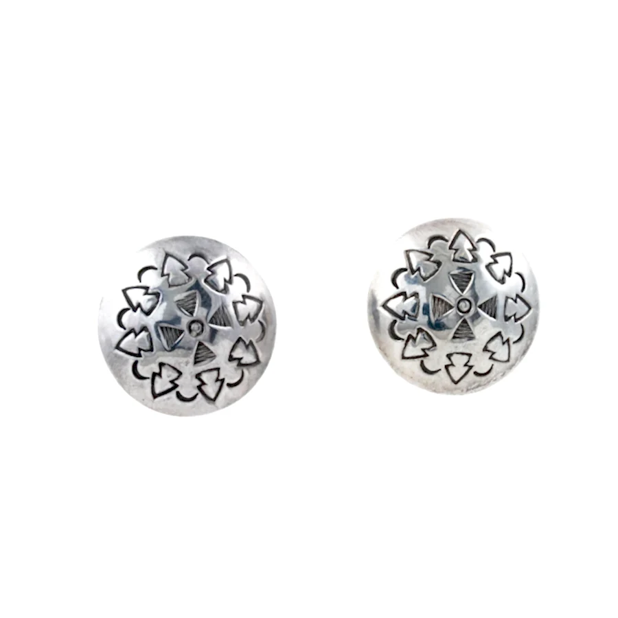 Stamped Circular Navajo Earrings - Kingdom Jewelry