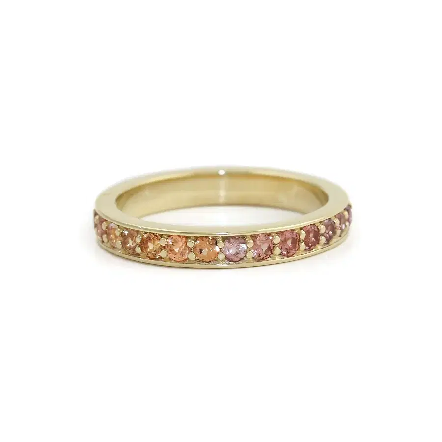 The Sweet Peach x 14k Padparadscha Sapphire Semi Infinity Band - Kingdom Jewelry