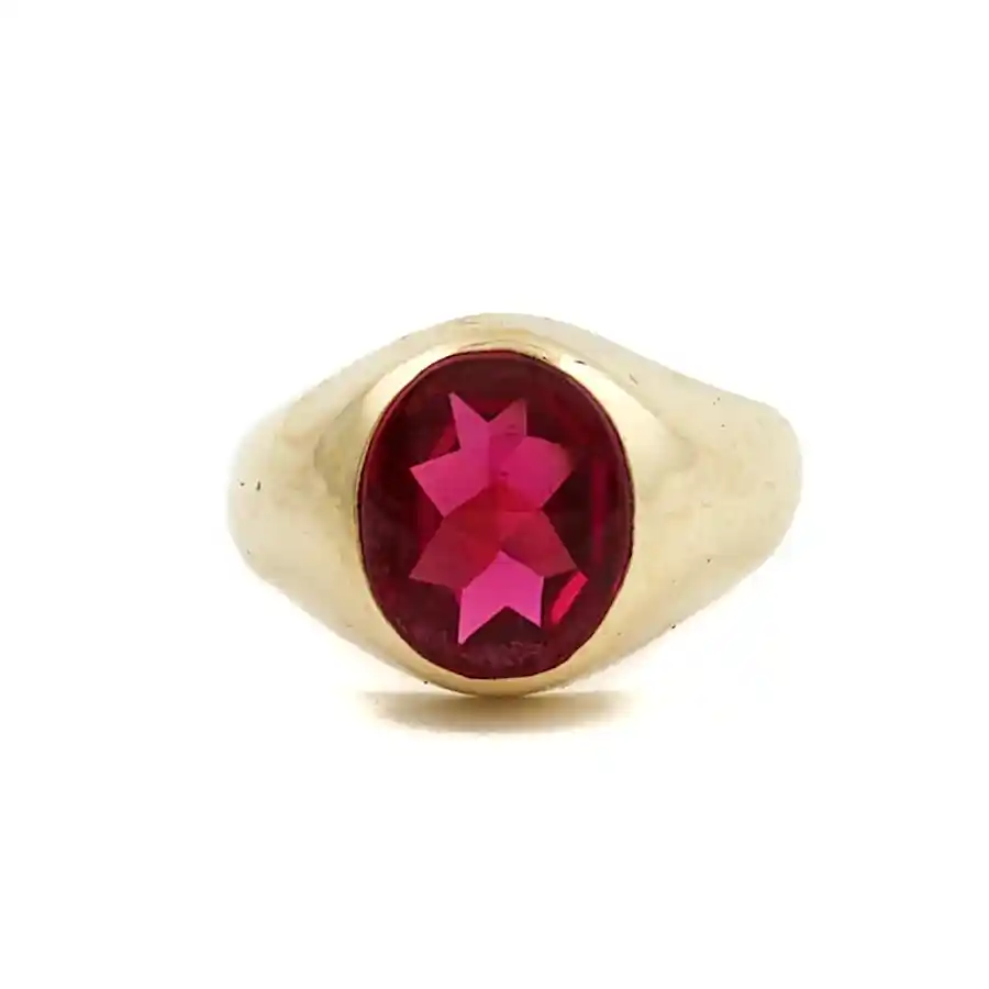 Vintage 10k Gold Synthetic Ruby Ring Size 8 - Kingdom Jewelry